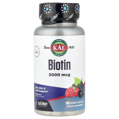KAL, 비오틴, 혼합 베리, 5,000mcg, 마이크로 정제 100정 상품 이미지