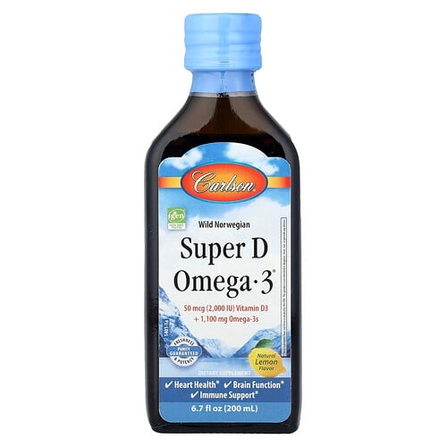 칼슨 Carlson, 야생 노르웨이산 슈퍼 D 오메가3®, 천연 레몬, 200ml(6.7fl oz) 상세 이미지