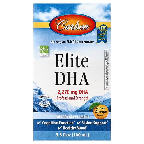 칼슨 Carlson, 엘리트 DHA, 천연 오렌지, 100ml(3.3fl oz) 상품 이미지