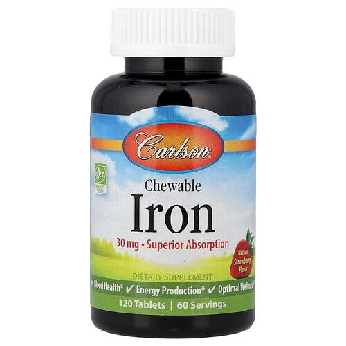 칼슨 Carlson, 츄어블 철분, 천연 딸기 맛, 120정(1정당 15mg) 상품 이미지