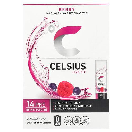 셀시어스 Celsius, 라이브 핏, 베리, 테이크아웃 팩 14개, 개당 5.11g(0.18oz) 상품 이미지