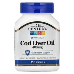 21 센츄리 21st Century, 노르웨이산 대구 간유, 400mg, 소프트젤 110정