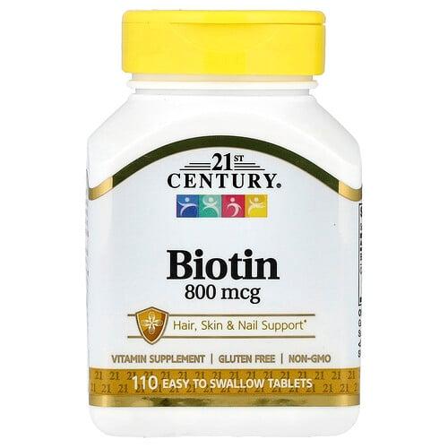 21 센츄리 21st Century, 비오틴, 800mcg, 삼키기 쉬운 정제 110정 상품 이미지