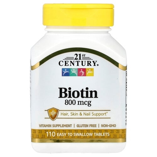 21 센츄리 21st Century, 비오틴, 800mcg, 삼키기 쉬운 정제 110정 상세 이미지
