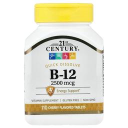 21 센츄리 21st Century, 비타민B12, 체리 맛, 2,500mcg, 110정