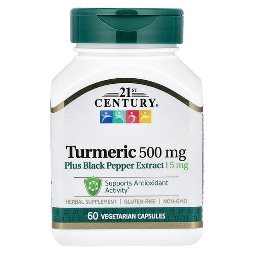 21 센츄리 21st Century, 강황 및 흑후추 추출물, 500mg, 베지 캡슐 60정 상세 이미지