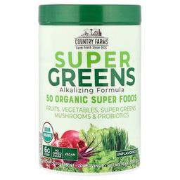 Country Farms, Super Greens, 알칼리화 포뮬라, 무맛, 300g(10.6oz)