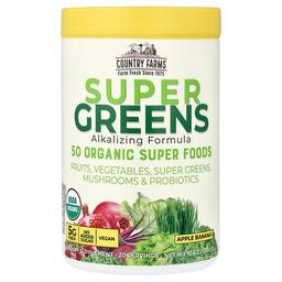 Country Farms, 슈퍼 그린스, 알칼리화 포뮬라, 사과 바나나 맛, 300g(10.6oz)