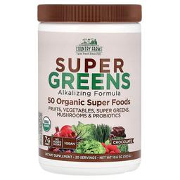 Country Farms, Super Greens, 알칼리화 포뮬라, 초콜릿, 300g (10.6oz)