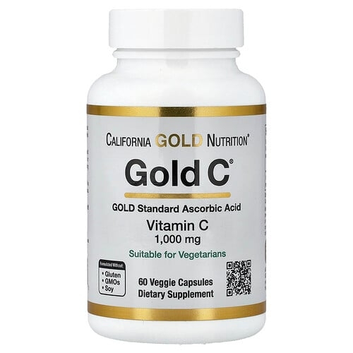 캘리포니아 골드 뉴트리션 California Gold Nutrition, Gold C®, USP 등급 비타민C, 1,000mg, 베지 캡슐 60정 상세 이미지