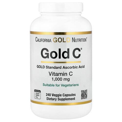 캘리포니아 골드 뉴트리션 California Gold Nutrition, Gold C®, USP 등급 비타민C, 1,000mg, 베지 캡슐 240정 상품 이미지