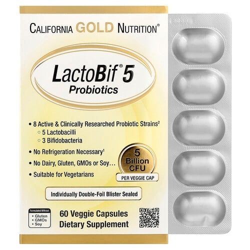 캘리포니아 골드 뉴트리션 California Gold Nutrition, LactoBif® 5 프로바이오틱, 50억CFU, 베지 캡슐 60정 상세 이미지