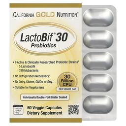 캘리포니아 골드 뉴트리션 California Gold Nutrition, LactoBif® 30 프로바이오틱, 300억CFU, 베지 캡슐 60정