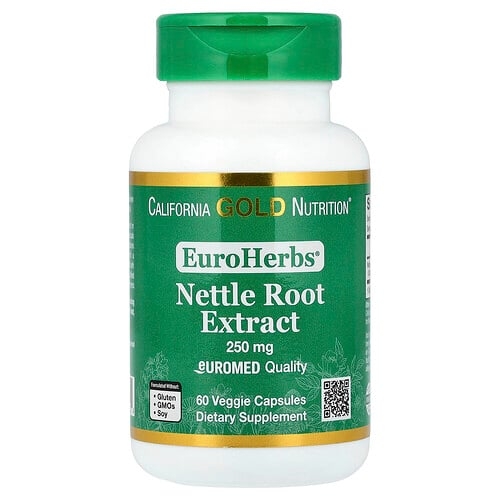 캘리포니아 골드 뉴트리션 California Gold Nutrition, EuroHerbs®, 쐐기풀 뿌리추출물, EuroMed 품질, 250mg, 베지 캡슐 60정 상세 이미지