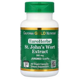 캘리포니아 골드 뉴트리션 California Gold Nutrition, EuroHerbs™, 세인트존스워트 추출물, EuroMed 품질, 300mg, 베지 캡슐 60정