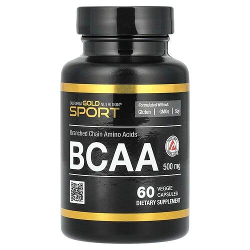 캘리포니아 골드 뉴트리션 California Gold Nutrition, BCAA, AjiPure® 분지사슬아미노산, L-류신, L-아이소류신, L-발린 2:1:1 비율로 함유, 500mg, 베지 캡슐 60정 상품 이미지