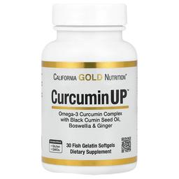 캘리포니아 골드 뉴트리션 California Gold Nutrition, CurcuminUP™ 오메가3 커큐민 복합체, 블랙 커민 씨오일, 보스웰리아 및 생강 함유, 피쉬 젤라틴 소프트젤 30정
