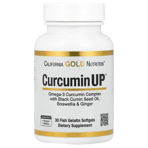 캘리포니아 골드 뉴트리션 California Gold Nutrition, CurcuminUP™ 오메가3 커큐민 복합체, 블랙 커민 씨오일, 보스웰리아 및 생강 함유, 피쉬 젤라틴 소프트젤 30정 상세 이미지
