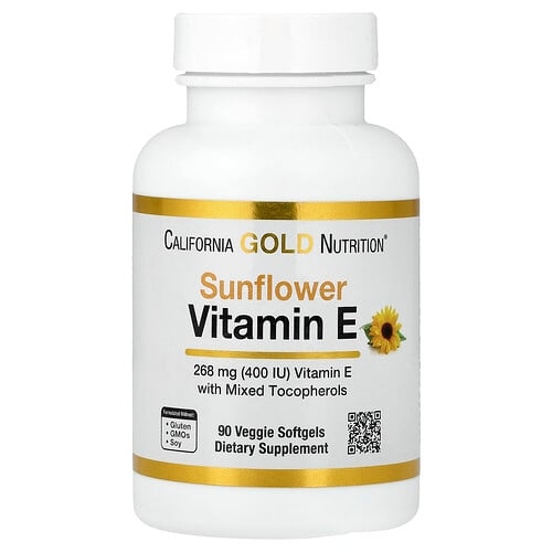 캘리포니아 골드 뉴트리션 California Gold Nutrition, 해바라기 비타민E, 혼합 토코페롤 함유, 400IU, 베지 소프트젤 90정 상세 이미지
