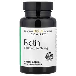 캘리포니아 골드 뉴트리션 California Gold Nutrition, 비오틴, 10,000mcg, 베지 소프트젤 90정