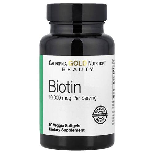 캘리포니아 골드 뉴트리션 California Gold Nutrition, 비오틴, 10,000mcg, 베지 소프트젤 90정 상품 이미지