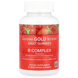 캘리포니아 골드 뉴트리션 California Gold Nutrition, B복합체 구미젤리, 비타민B6, B12, 엽산, 비오틴 함유, 딸기 맛, 식물성 구미젤리 45개