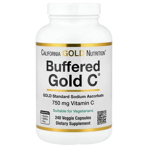 캘리포니아 골드 뉴트리션 California Gold Nutrition, Buffered Gold C®, 골드 스탠더드 아스코르브산나트륨(비타민C), 베지 캡슐 240정 상품 이미지