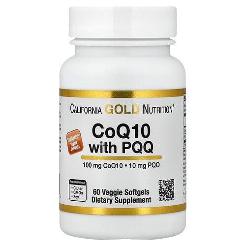 캘리포니아 골드 뉴트리션 California Gold Nutrition, CoQ10, PQQ, 유비퀴논 USP 함유, 해바라기 레시틴이 함유된 타피오카 베지 소프트젤, 100mg, 베지 소프트젤 60정 상품 이미지