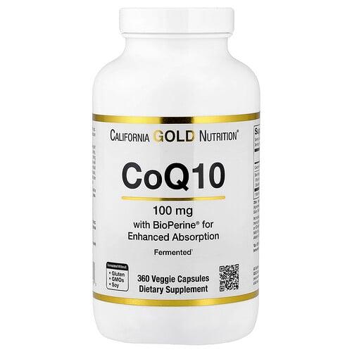 캘리포니아 골드 뉴트리션 California Gold Nutrition, CoQ10, Bioperine® 흑후추추출물 함유 유비퀴논 USP, 생체이용률 향상, 100mg, 베지 캡슐 360정 상품 이미지