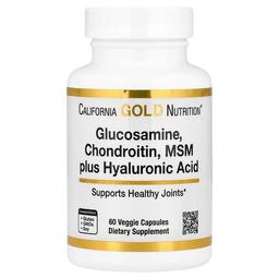캘리포니아 골드 뉴트리션 California Gold Nutrition, 글루코사민 콘드로이틴, MSM, 히알루론산, 베지 캡슐 60정