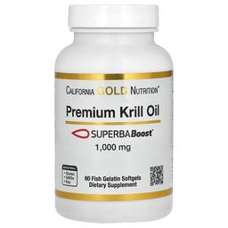 캘리포니아 골드 뉴트리션 California Gold Nutrition, 프리미엄 크릴 오일, SUPERBABoost 함유, 1,000mg, 피쉬 젤라틴 소프트젤 60정