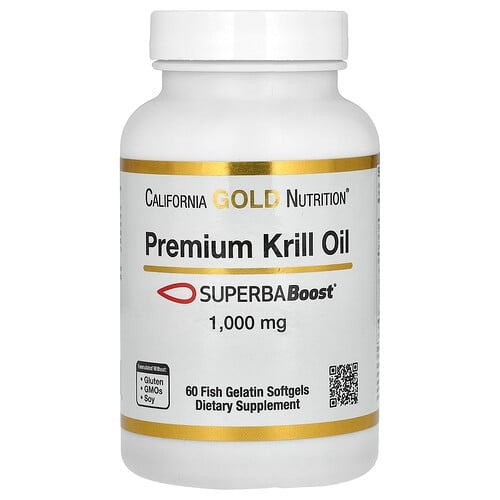 캘리포니아 골드 뉴트리션 California Gold Nutrition, 프리미엄 크릴 오일, SUPERBABoost 함유, 1,000mg, 피쉬 젤라틴 소프트젤 60정 상세 이미지