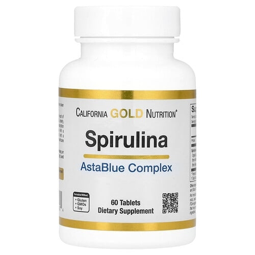 캘리포니아 골드 뉴트리션 California Gold Nutrition, 스피룰리나, 유기농 아스타블루 복합체 혼합물물, 60정 상세 이미지