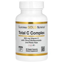캘리포니아 골드 뉴트리션 California Gold Nutrition, 토탈 C 복합체, 아스코르브산, 암라추출물, 감귤류 바이오플라보노이드, 로즈힙추출물 함유, 500mg, 베지 캡슐 60정