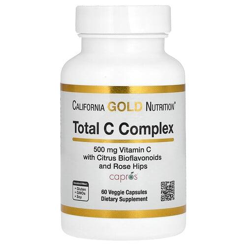 캘리포니아 골드 뉴트리션 California Gold Nutrition, 토탈 C 복합체, 아스코르브산, 암라추출물, 감귤류 바이오플라보노이드, 로즈힙추출물 함유, 500mg, 베지 캡슐 60정 상품 이미지