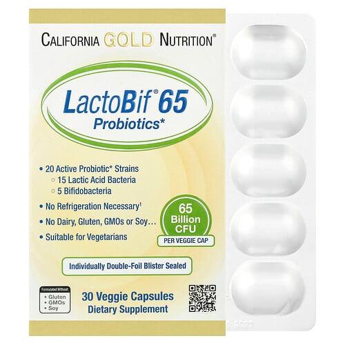 캘리포니아 골드 뉴트리션 California Gold Nutrition, LactoBif® 65 프로바이오틱, 베지 캡슐 30정 상품 이미지