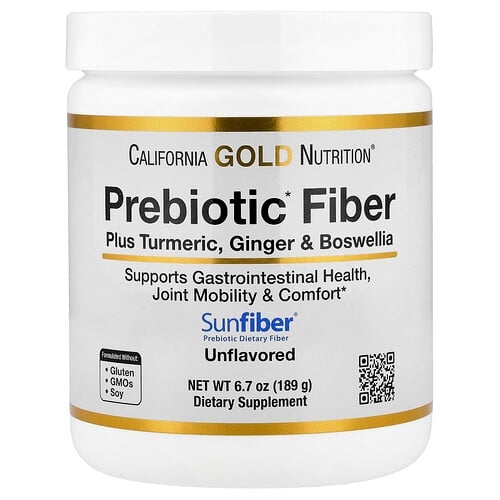 캘리포니아 골드 뉴트리션 California Gold Nutrition, 프리바이오틱 섬유소 + 강황 추출물, 유기농 생강 추출물, 보스웰리아 추출물, 189g(6.7oz) 상세 이미지