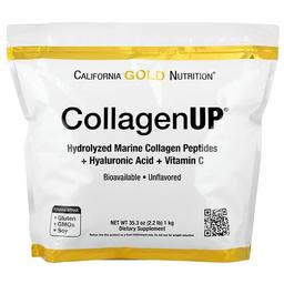 캘리포니아 골드 뉴트리션 California Gold Nutrition, CollagenUP®, 가수분해 해양 콜라겐 펩타이드, 히알루론산 및 비타민C 함유, 무맛, 1kg(2.2lb)