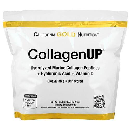 캘리포니아 골드 뉴트리션 California Gold Nutrition, CollagenUP®, 가수분해 해양 콜라겐 펩타이드, 히알루론산 및 비타민C 함유, 무맛, 1kg(2.2lb) 상품 이미지