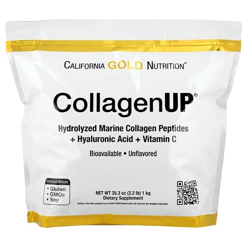 캘리포니아 골드 뉴트리션 California Gold Nutrition, CollagenUP®, 가수분해 해양 콜라겐 펩타이드, 히알루론산 및 비타민C 함유, 무맛, 1kg(2.2lb) 상세 이미지