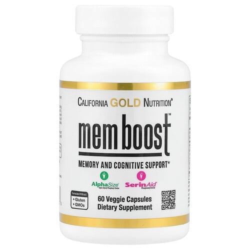 캘리포니아 골드 뉴트리션 California Gold Nutrition, MEM Boost™, 기억력 & 인지 기능 강화, 알파-GPC, 노루궁뎅이버섯 및 커피 열매 추출물, 포스파티딜세린 함유, 베지 캡슐 60정 상세 이미지