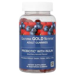 캘리포니아 골드 뉴트리션 California Gold Nutrition, 이눌린 함유 프로바이오틱, 비타민C, 엽산, 베리 추출 혼합물, 유기농 이눌린 함유, 천연 혼합 베리 맛, 식물성 구미젤리 90개