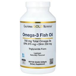 캘리포니아 골드 뉴트리션 California Gold Nutrition, 노르웨이산 오메가3 피쉬 오일, EPA/DHA 함유, 천연 레몬 맛, 소프트젤 180정