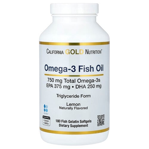 캘리포니아 골드 뉴트리션 California Gold Nutrition, 노르웨이산 오메가3 피쉬 오일, EPA/DHA 함유, 천연 레몬 맛, 소프트젤 180정 상세 이미지
