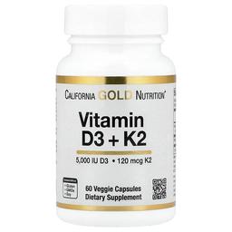 캘리포니아 골드 뉴트리션 California Gold Nutrition, 비타민D3 + K2(MK-7), 베지 캡슐 60정