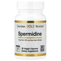 캘리포니아 골드 뉴트리션 California Gold Nutrition, 스페르미딘, 쌀배아추출물, 1mg, 베지 캡슐 90정