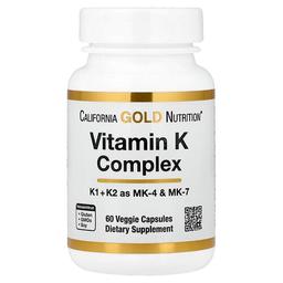 캘리포니아 골드 뉴트리션 California Gold Nutrition, 비타민K 복합체, 베지 캡슐 60정