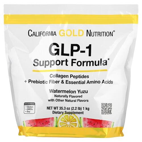 캘리포니아 골드 뉴트리션 California Gold Nutrition, 콜라겐 펩타이드, 프리바이오틱 섬유소 및 필수 아미노산 함유 GLP-1 지원 포뮬라, 수박 및 유자 맛, 1kg(2.2lb) 상품 이미지