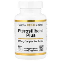 캘리포니아 골드 뉴트리션 California Gold Nutrition, 프테로스틸벤 플러스, 야생 블루베리 분말 함유, 베지 캡슐 60정