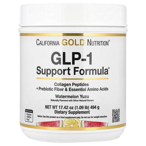 캘리포니아 골드 뉴트리션 California Gold Nutrition, 콜라겐 펩타이드, 프리바이오틱 섬유소 및 필수 아미노산 함유 GLP-1 지원 포뮬라, 수박 및 유자 맛, 494g(1.09lb) 상품 이미지